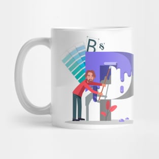 Graphic designer paints letters Mug